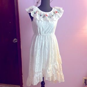White ruffle party dress